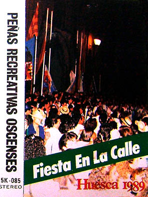 Carátula de la cinta de casete de las Peñas Recreativas Oscenses. Huesca 1989