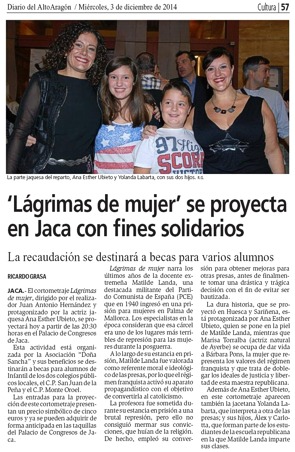 'Lágrimas de mujer' se proyecta en Jaca