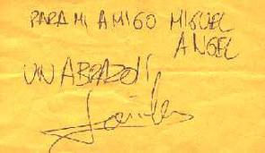 Autógrafo de Javier Urquijo