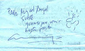 Autógrafo de Enrique Urquijo