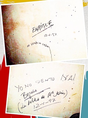 Enrique Urquijo y Begoña Larrañaga dejaron sus autógrafos en la pared del almacén del bar La Biblioteca