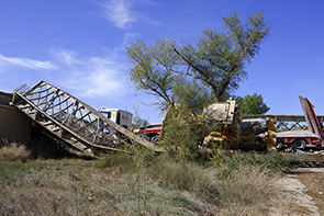 Desplome del puente del Alcanadre en Villanueva de Sijena
