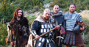 Romanos y bárbaros en un descanso del rodaje