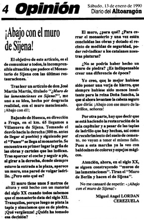 ¡Abajo con el muro de Sijena!