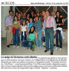 Los amigos de Tolo fueron a verle a Binéfar
